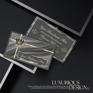 Carte De Visite Smart Royal Grey Gold Crown somptueux et luxueux