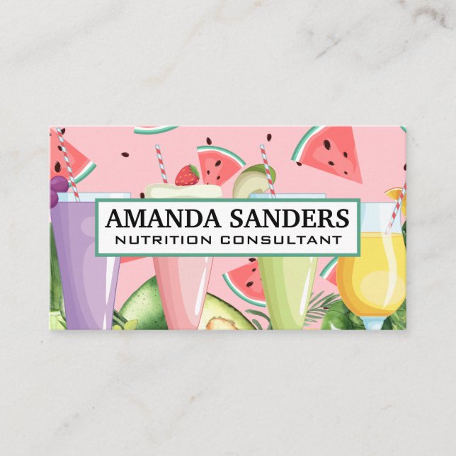 Carte De Visite Smoothie Boissons | Légumes et fruits (Devant)