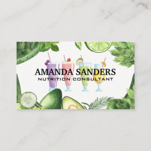 Carte De Visite Smoothie Boissons Légumes Feuille verts