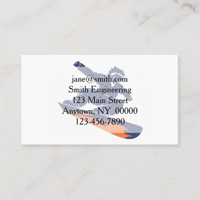 Carte De Visite Snowboarder silhouette - Choisir la couleur arrièr (Devant)