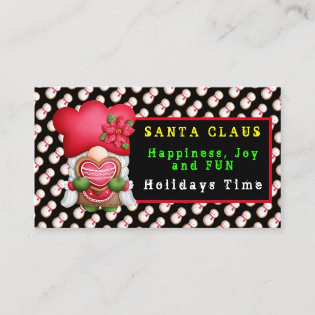 Carte De Visite Snowman Gnome Personnaliser couleur et texte (Devant)