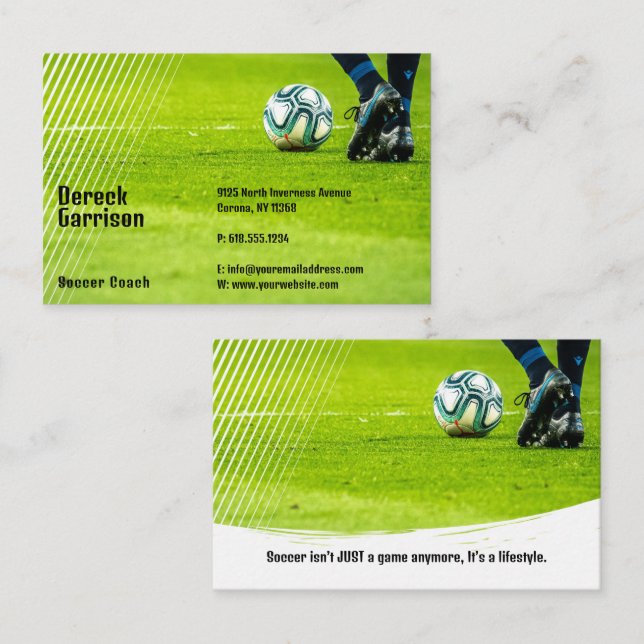 Carte De Visite Soccer | Football Sports Coach (Devant / Derrière)