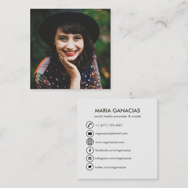 Carte de visite social de médias de photo simple (Devant / Derrière)