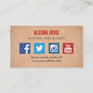 CARTE DE VISITE SOCIAL DE YOU TUBE DE MUSICIEN DE