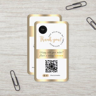 Carte De Visite Social Media Business QR Code Logo Merci Gold