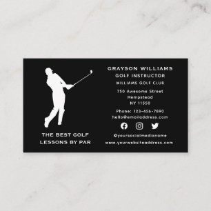 Carte De Visite Social Media Coach Sport Homme Golf Pro Instructeu