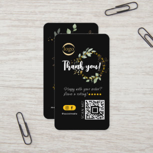 Carte De Visite Social Media Code QR Logo Merci noir