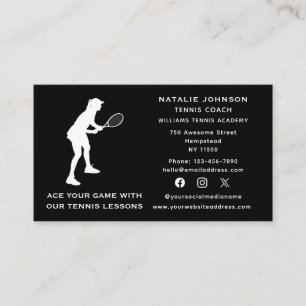 Carte De Visite Social Media Entraîneur de tennis Femme Instructeu