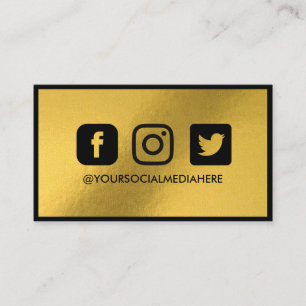 Carte De Visite Social Media Gold Foil élégant moderne