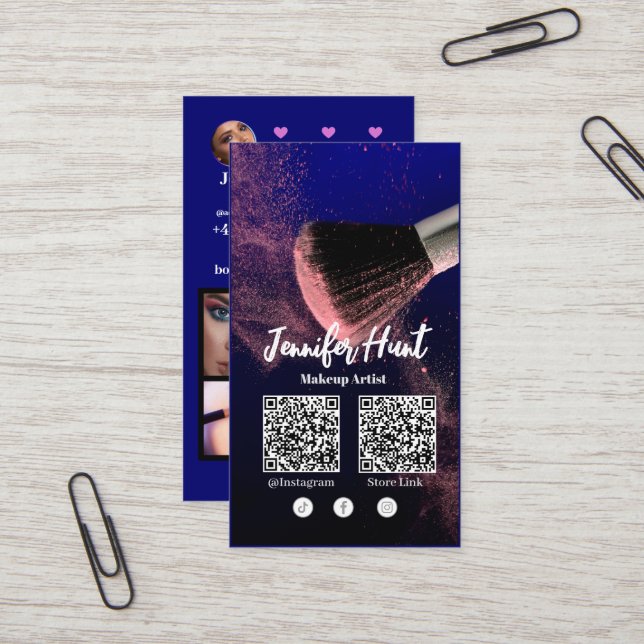 Carte De Visite Social Media Influencer Style tendance QRcode (Devant/Arrière en situation)