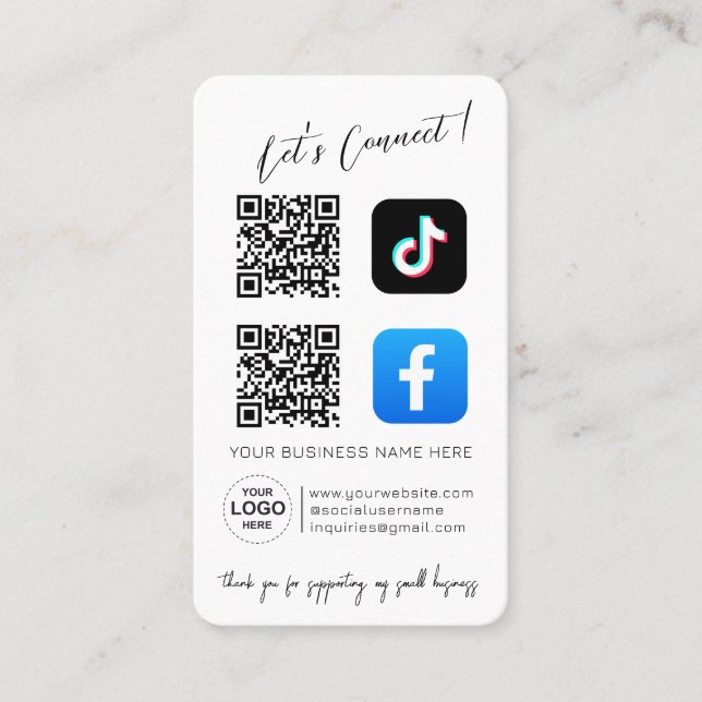 Carte De Visite Social Media QR Code - Design rose (Devant)