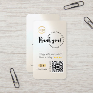 Carte De Visite Social Media QR Code & Logo Merci Pearlescent