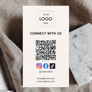 Carte De Visite Social Media QR Code Logo moderne Beige