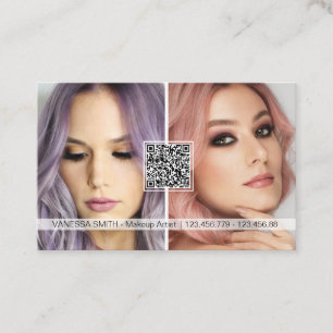 Carte De Visite Social media QR code maquillage moderne photo arti