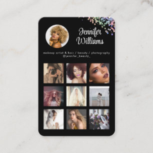 Carte De Visite Social Media QR Code Parties scintillant photo Bla