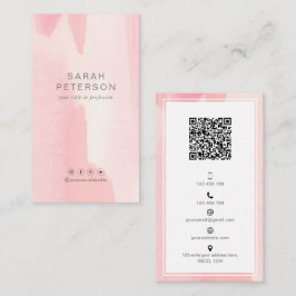 Carte De Visite Social media QR code tendance design blush personn