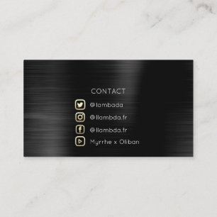 Carte De Visite Social Media TwitterYouTubeInstagraFaceFB Noir