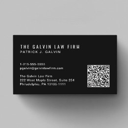 Carte De Visite Société de code QR moderne employé noir