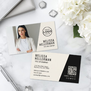 Carte De Visite Société de Code QR Photo Professionnel Votre Logo