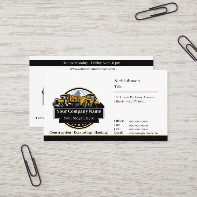 Carte De Visite Société de construction d'équipement lourd profess (Devant/Arrière en situation)
