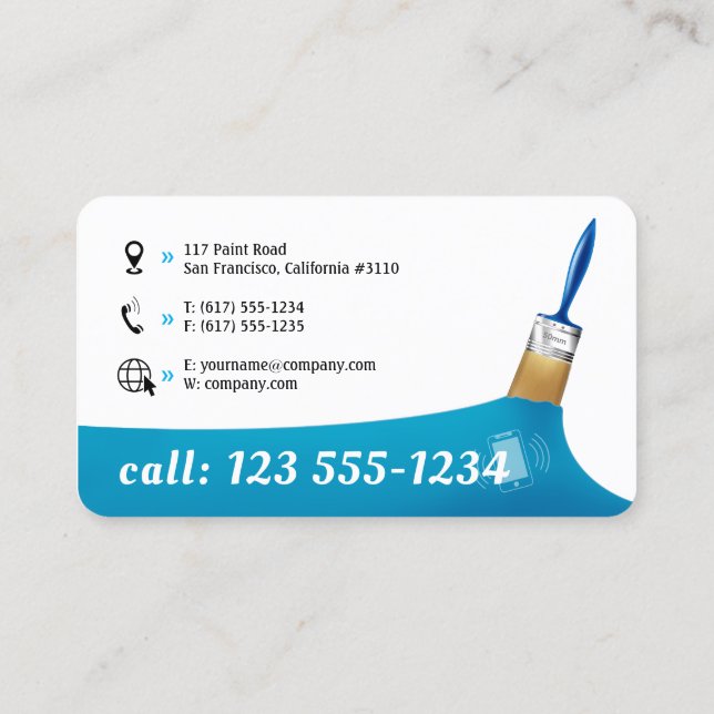 Carte De Visite Société de peinture | Professionnel Sky Blue Busin (Dos)