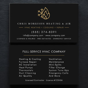 Carte De Visite Société de services de CVC Black Gold Moderne