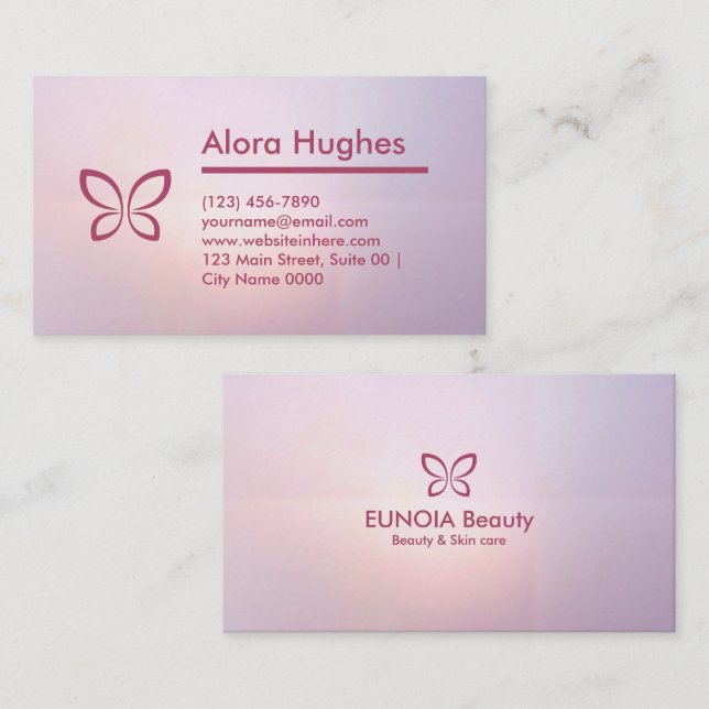 Carte De Visite Soft Feminine Elegant Pink Gradient Purple Beauty (Devant / Derrière)