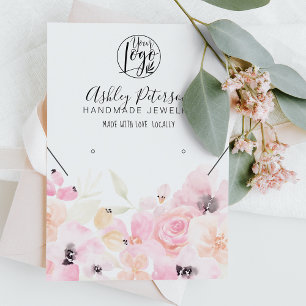 Carte De Visite Soft pastel floral logo jewelry earring necklace