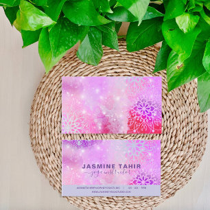 Carte De Visite Soft Pastel Rose Lacy Mandala Art Yoga Instructeur
