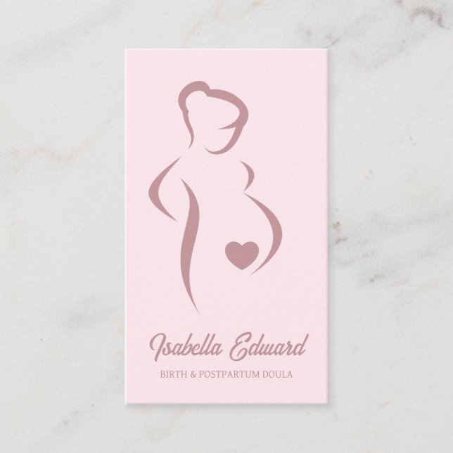 Carte De Visite Soft Pink Maternity Doula Identity Illustration (Devant)