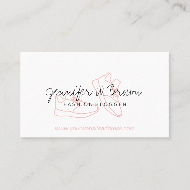 Carte De Visite Soft Rose Chaussures Sport Portent Mode Blogueur (Devant)