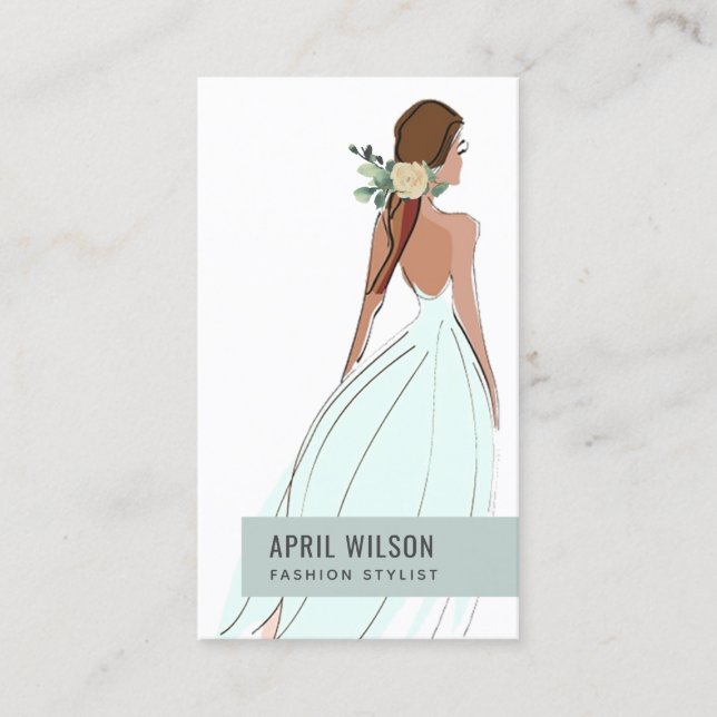 CARTE DE VISITE SOFT SKY AQUA BLUE GRAS MARIAGE GOWN BRIDAL DRESS (Devant)