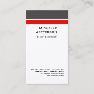 Carte De Visite Soie Professionnelle Moderne Gris Rouge Blanc
