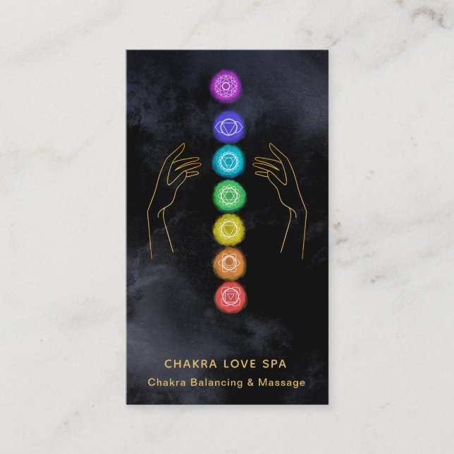 Carte De Visite *~* Soigner Les Symboles Chakra + Mains De Guériso (Devant)