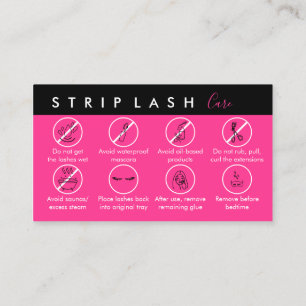 Carte De Visite Soin après application des faux cils rayés rose né