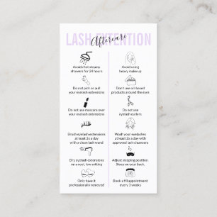 Carte De Visite Soin après extension de cils Mauve doux Lilas