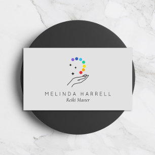 Carte De Visite Soin Logo Main Reiki, Massage, Bien-Être Lt Grey