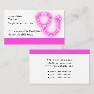 Carte De Visite Soins à domicile handicapés Soins infirmiers Pink 