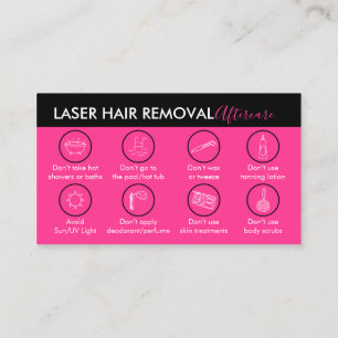 Carte De Visite Soins après retrait de cheveux au laser rose néon