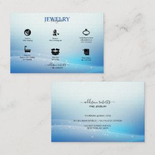 Carte De Visite Soins de bijoux à Parties scintillant bleue modern