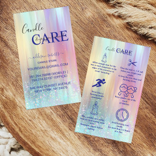 Carte De Visite Soins de bougie de luxe pastel iridescent