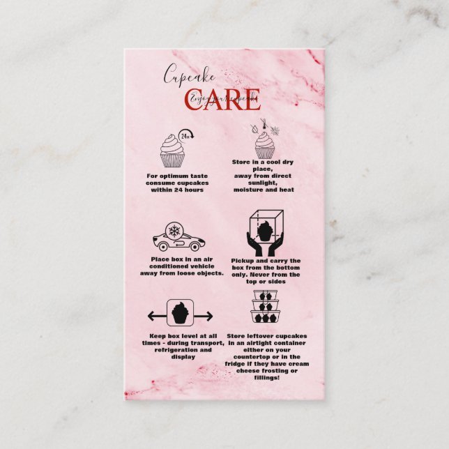 Carte De Visite Soins de Cupcake en or rose moderne (Devant)