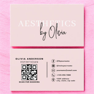 Carte De Visite Soins de la peau Esthétique QR Code Blush rose
