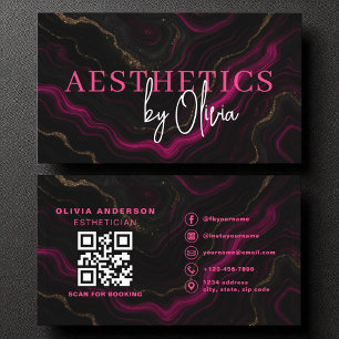 Carte De Visite Soins de la peau Esthétique QR Code Hot rose noir 