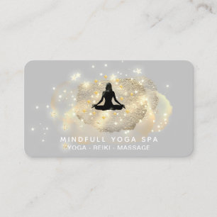 Carte De Visite *~* Soins de l'énergie Gold Woman Yoga Lotus Busi