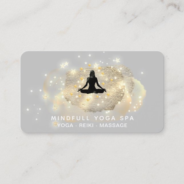 Carte De Visite *~* Soins de l'énergie Gold Woman Yoga Lotus Busin (Devant)