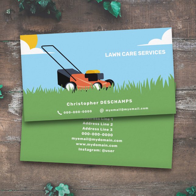 Carte De Visite Soins de pelouse (Gardener & Lawn Care Business Card)