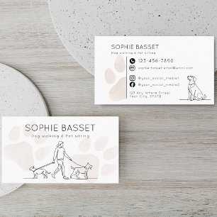 Carte De Visite Soins de promenade de chien moderne Empreinte de p