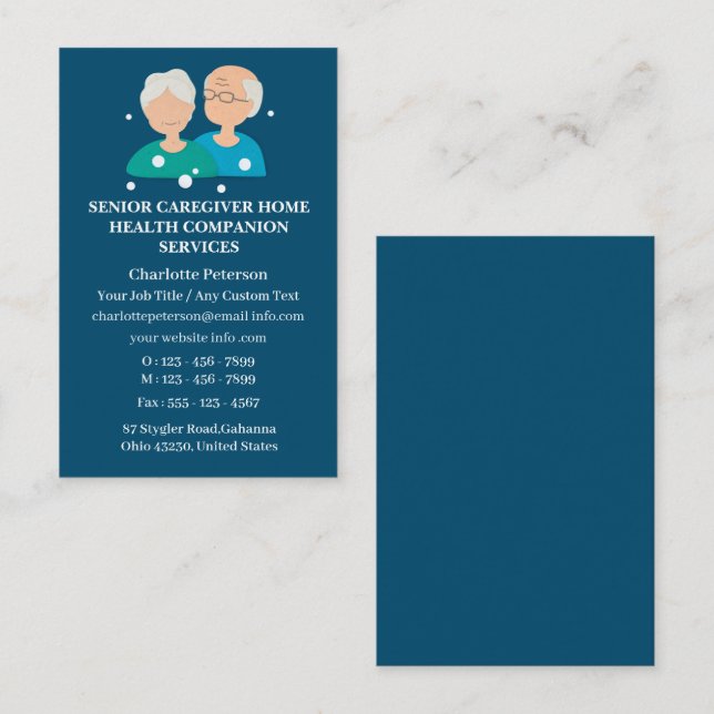 Carte De Visite Soins de santé à domicile des aidants naturels (Devant / Derrière)