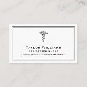 Carte De Visite Soins de santé CNA Infirmière Cardiologiste Caduce